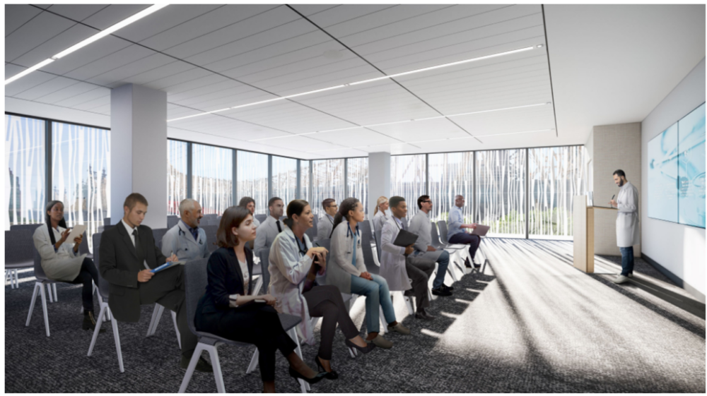 A rendering of a new conference room at the Animal Medical Center