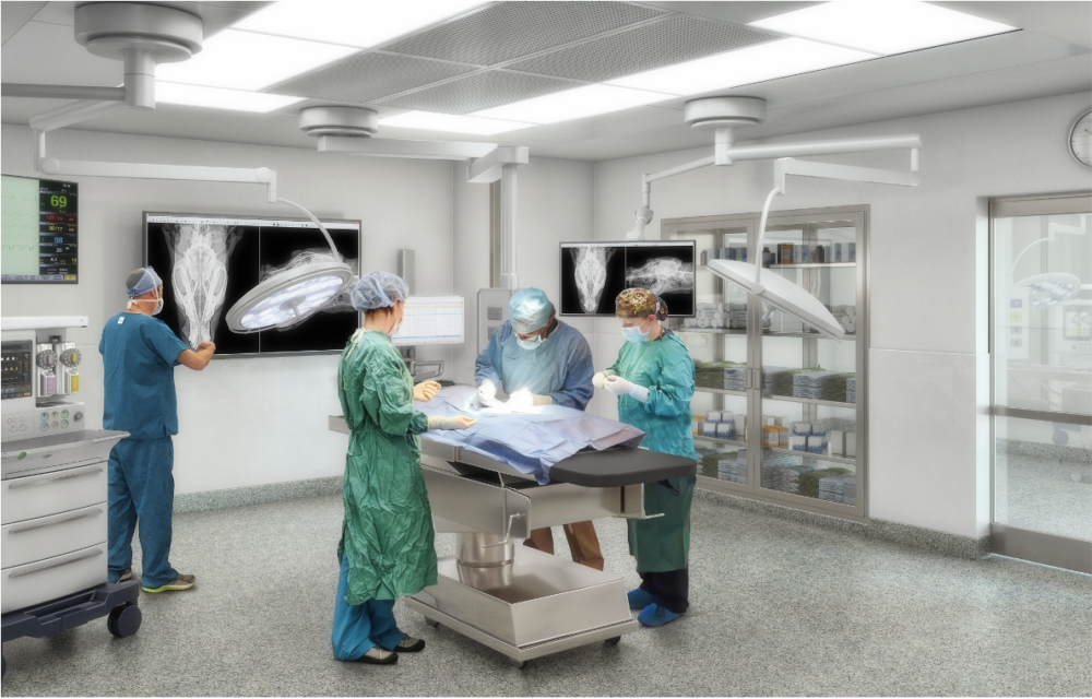 A rendering of the new operating room at the Animal Medical Center